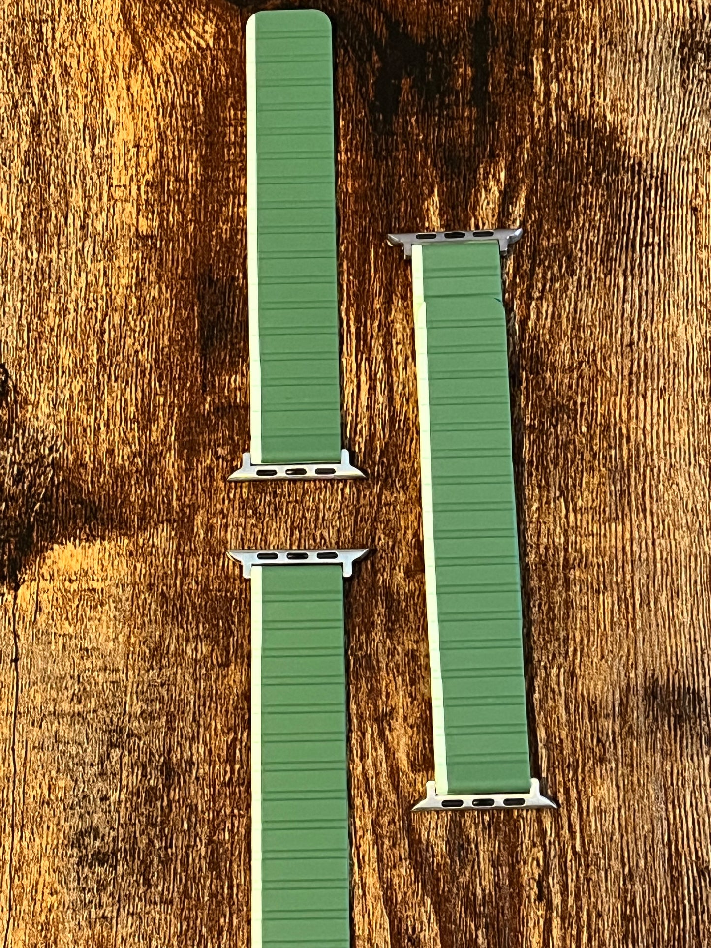 Sage Green & Pistachio Silicone Apple Watch Band – Magnetic Closure