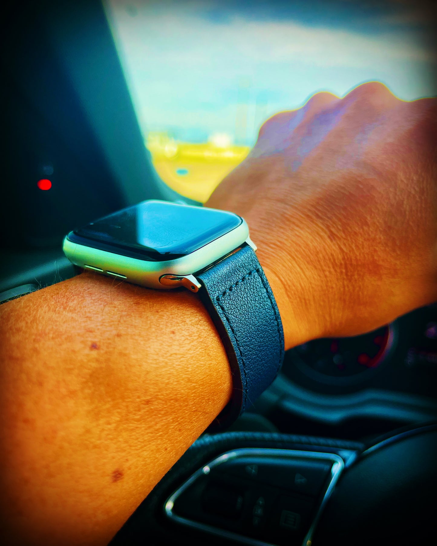 Khaki and Navy Blue Leather Band