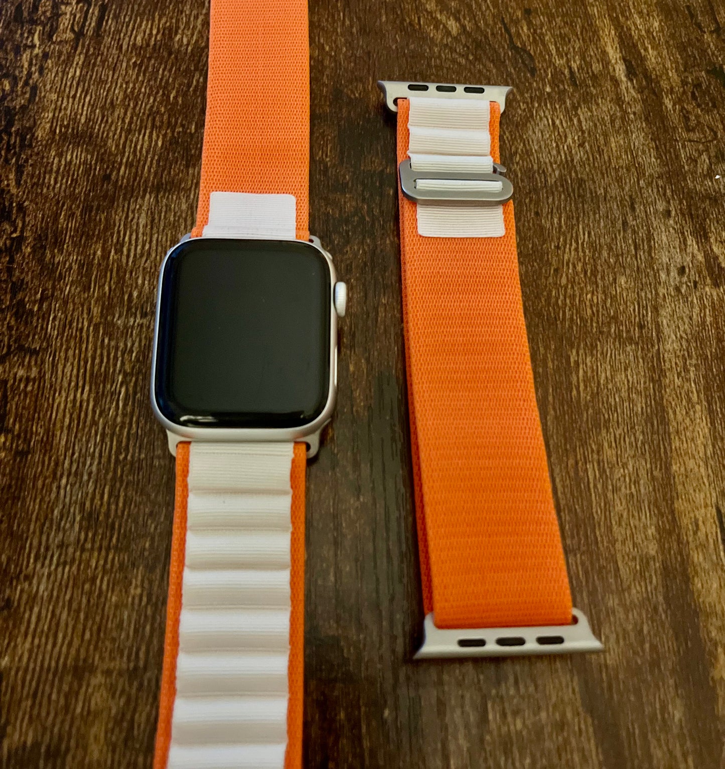 Nylon Alpine Loop - White & Orange G clasp