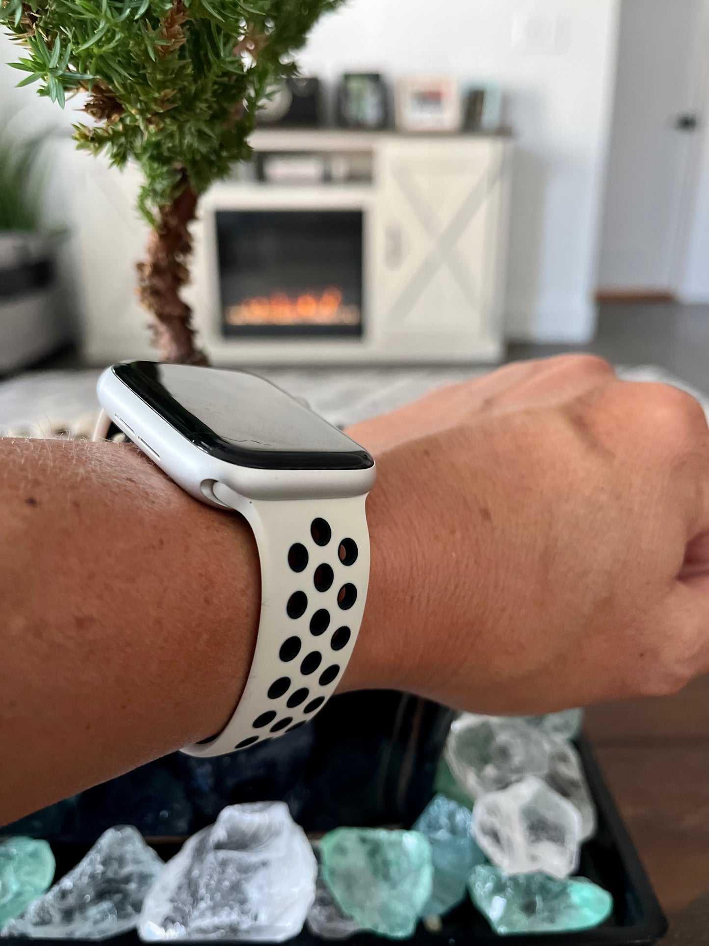 Antique White & Black Soft Silicone Sport Band