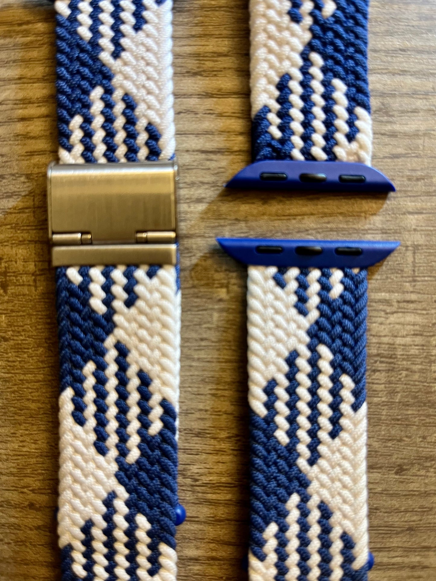 Braided Nylon Band - Blue & White Z Pattern