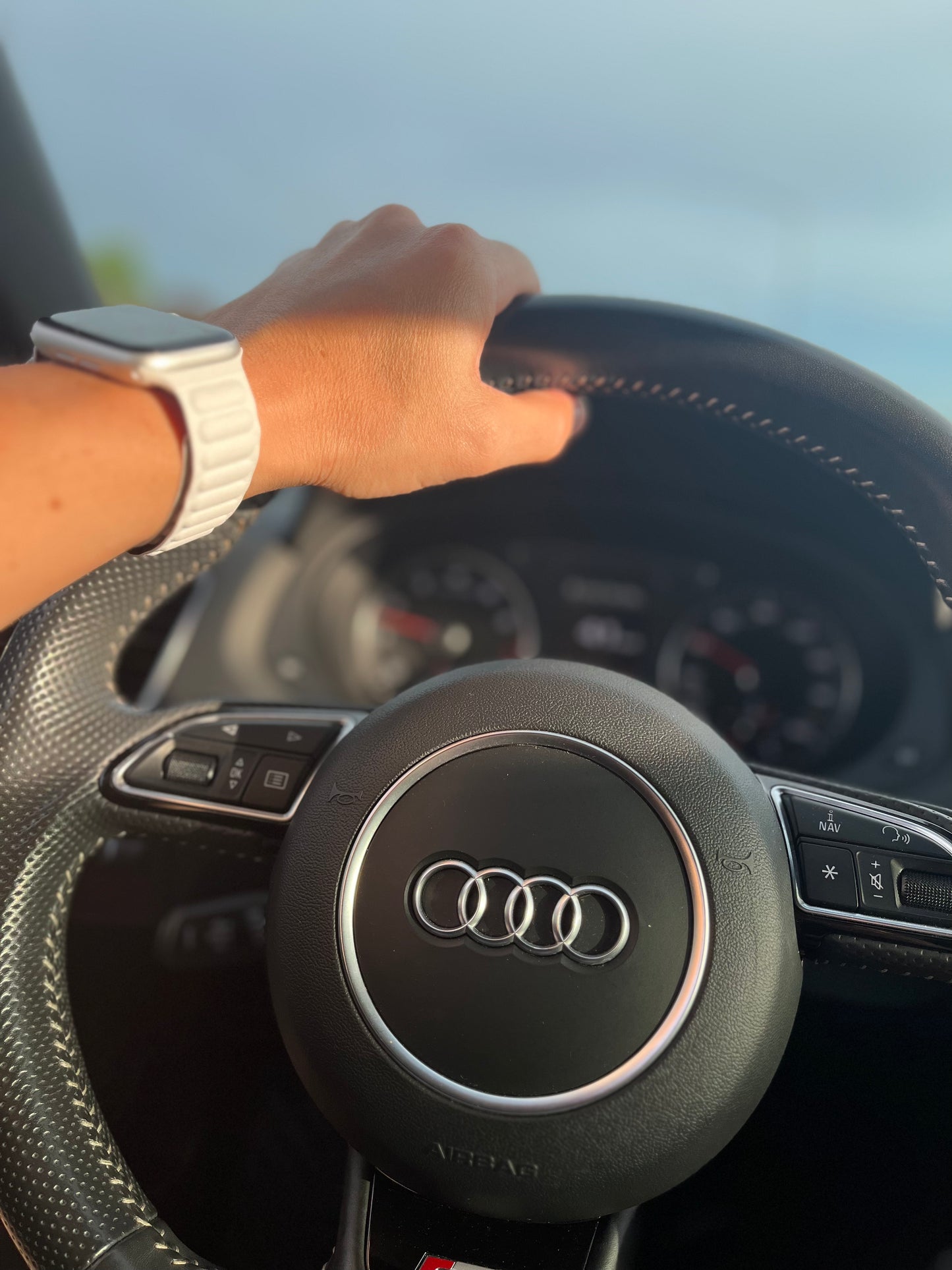 White Leather Magnetic Band