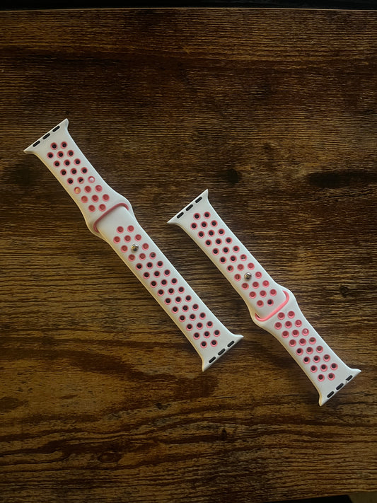 White & Pink Soft Silicone Sport Band