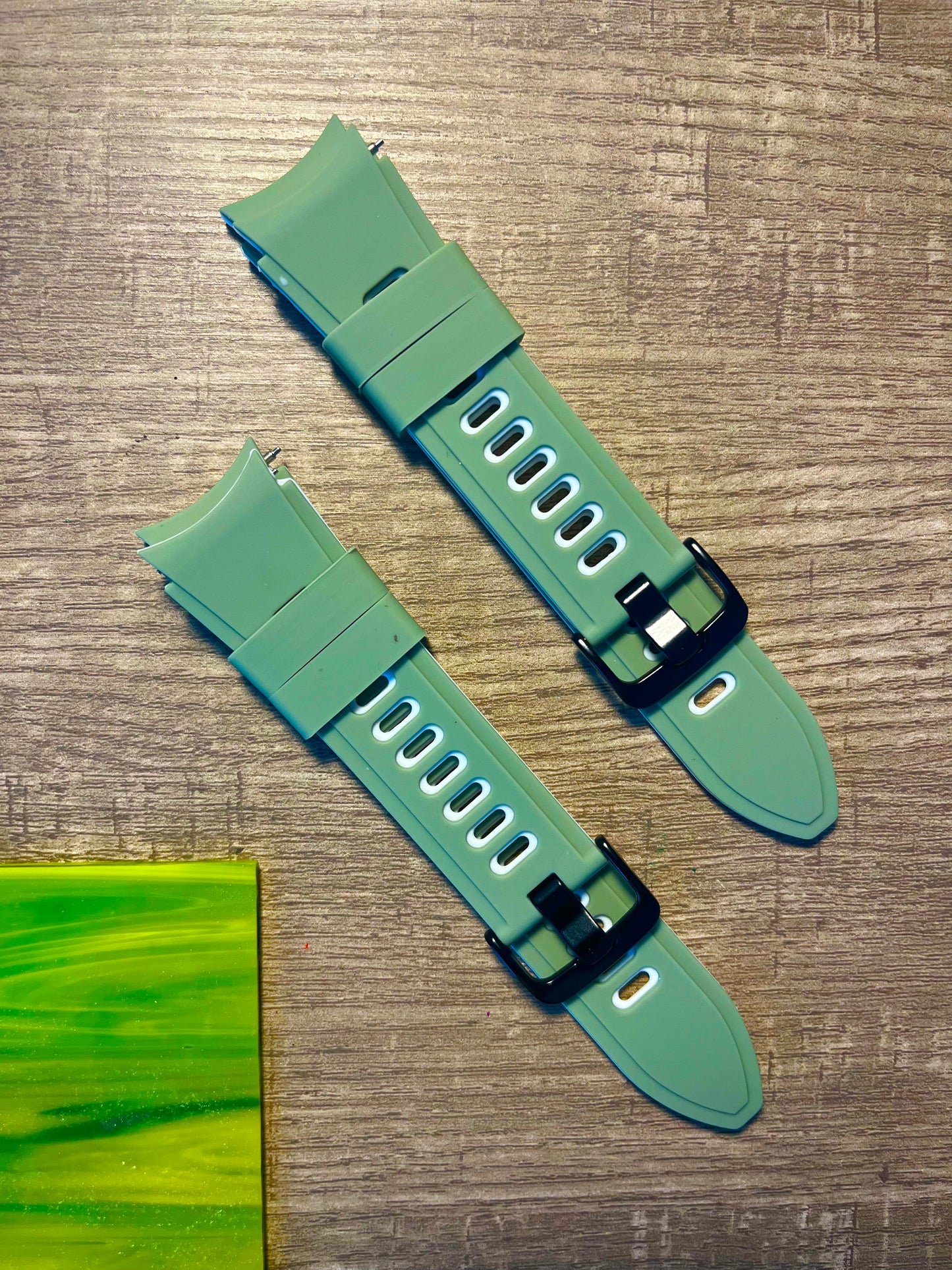 Silicone Band - Alpine Green and White