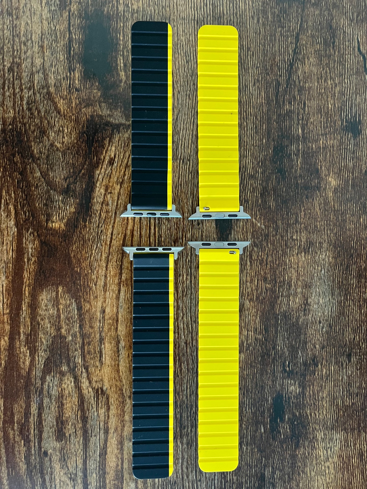 Black & Yellow Soft Silicone Apple Watch Band – Magnetic Closure