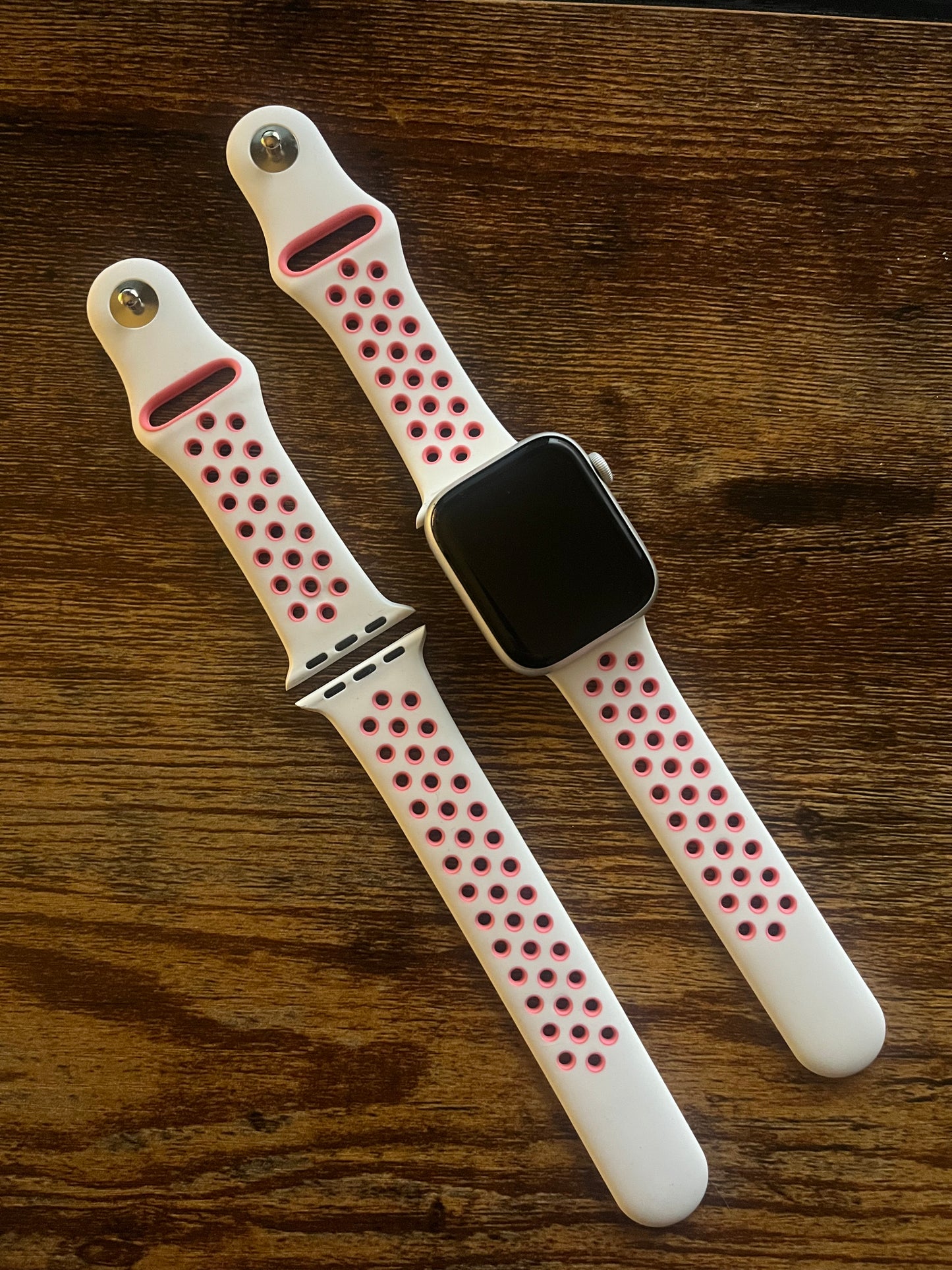 White & Pink Soft Silicone Sport Band