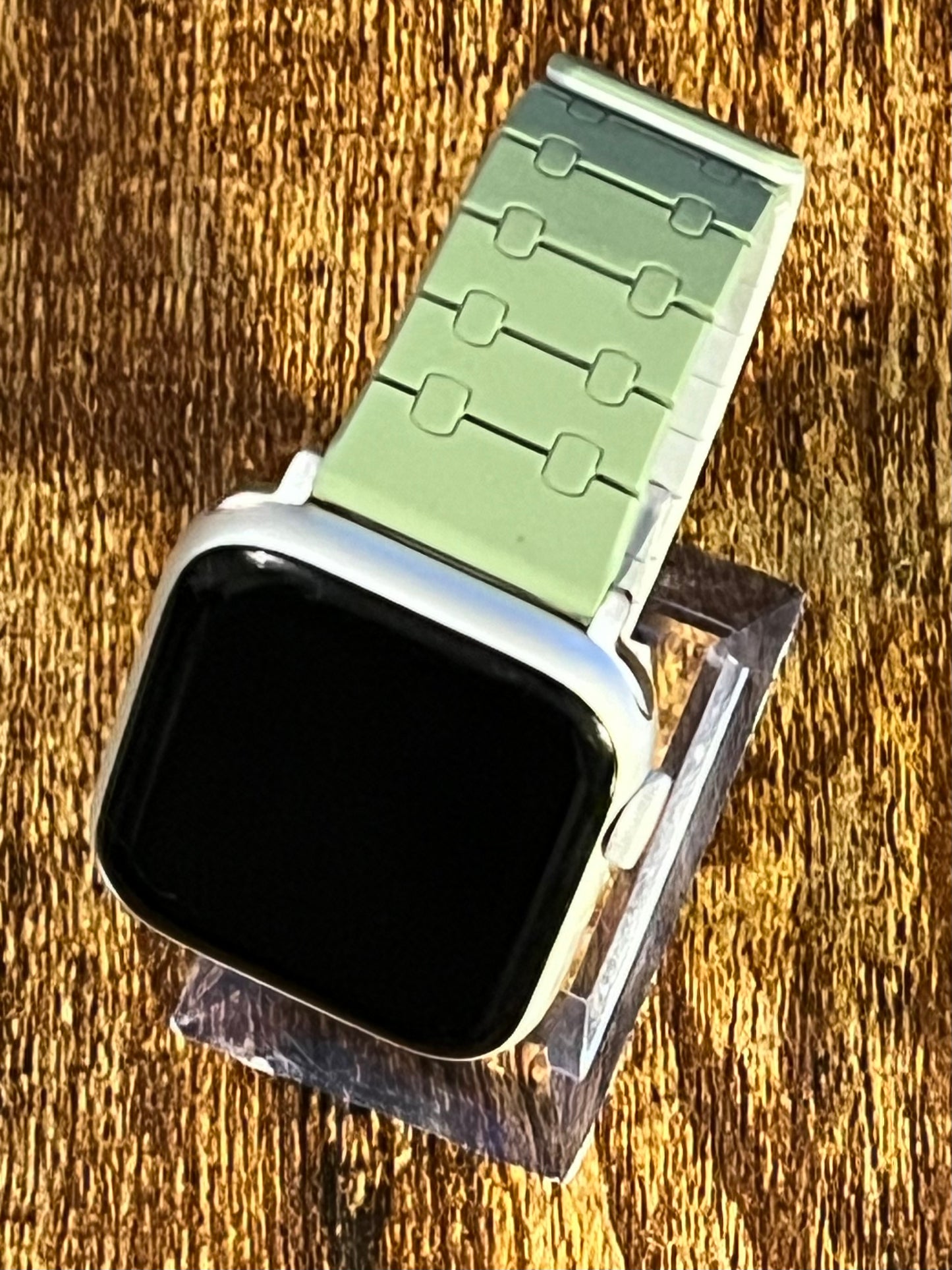 Alpine Green and light gray Soft Silicone Magnetic band