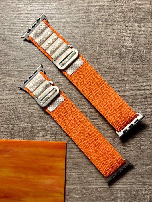 Nylon Alpine Loop - White & Orange G clasp