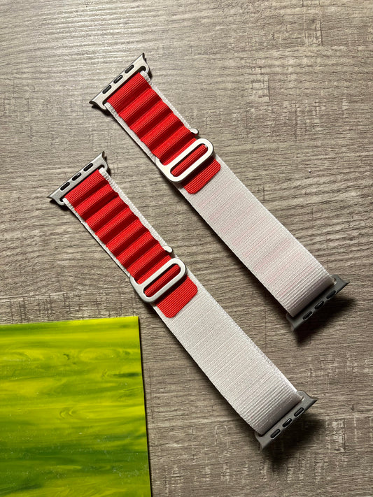 Red and White ripple nylon - Loop - G-Clasp